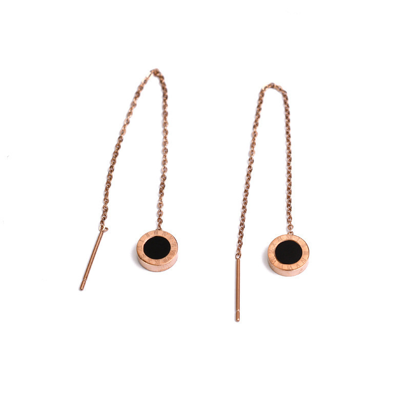 Alambre de oreja con números romanos al por mayor, pendientes simples de acero inoxidable, pendientes largos, accesorios elegantes y versátiles  ACRSS/13-57