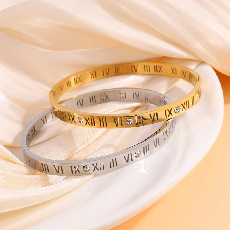 Joyería personalizada de la pulsera de la pulsera del acero inoxidable de los números romanos del circón del diamante de moda  ACRSS/16-61