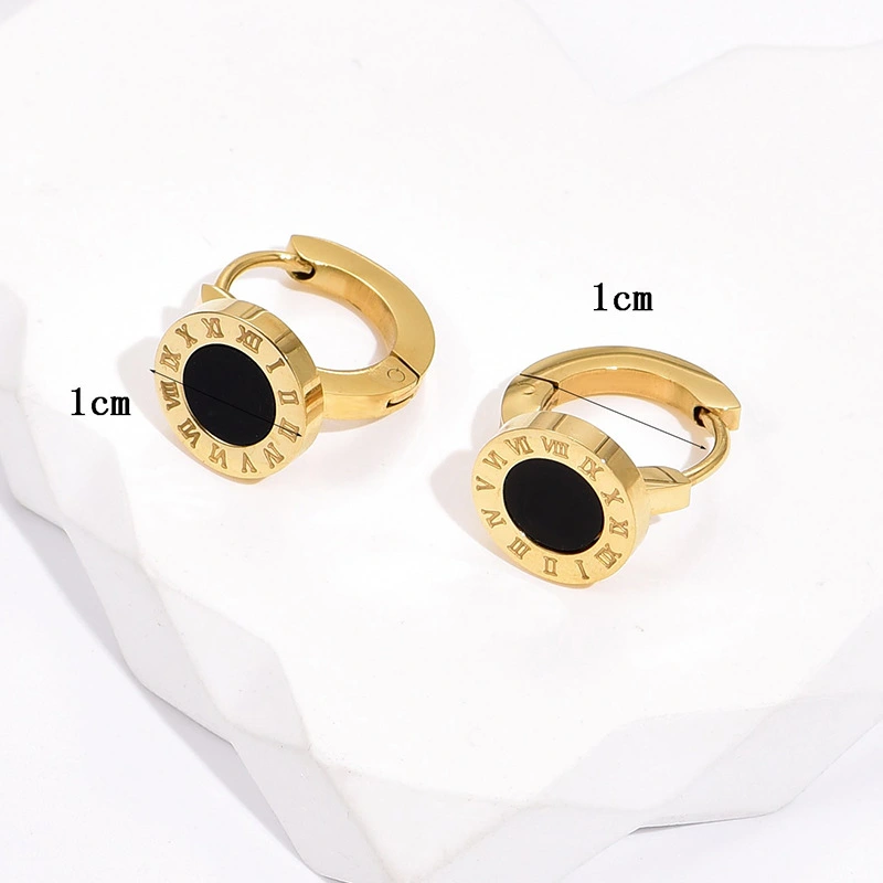 Pendientes de moda con números romanos y pendientes de acero inoxidable con hebilla  ACRSS/14-58
