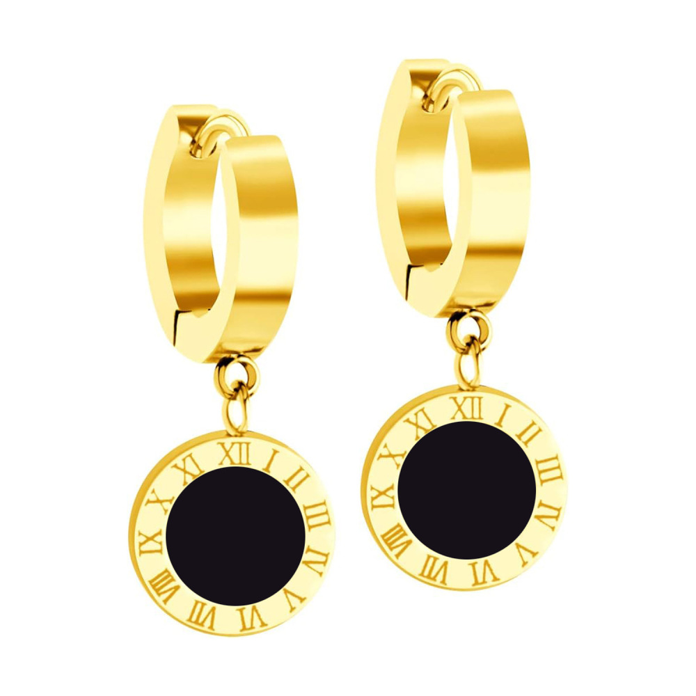 Pendientes vendedores calientes del acero inoxidable Pendientes del símbolo del número romano Pendientes y pendientes redondos simples y de moda de los colgantes de la torta  ACRSS/06-53