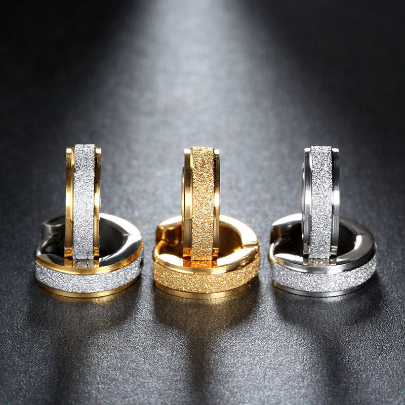 Pendientes de arena prensados ​​esmerilados de moda pendientes de doble paso pendientes esmerilados de acero inoxidable al por mayor  ACRSS/11-49