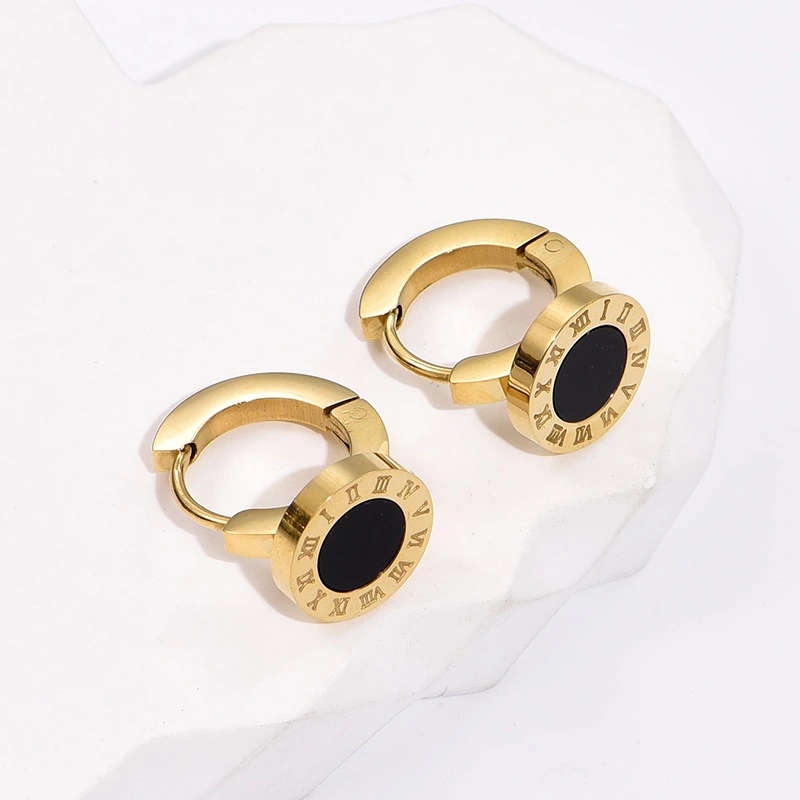 Pendientes de moda con números romanos y pendientes de acero inoxidable con hebilla  ACRSS/14-58