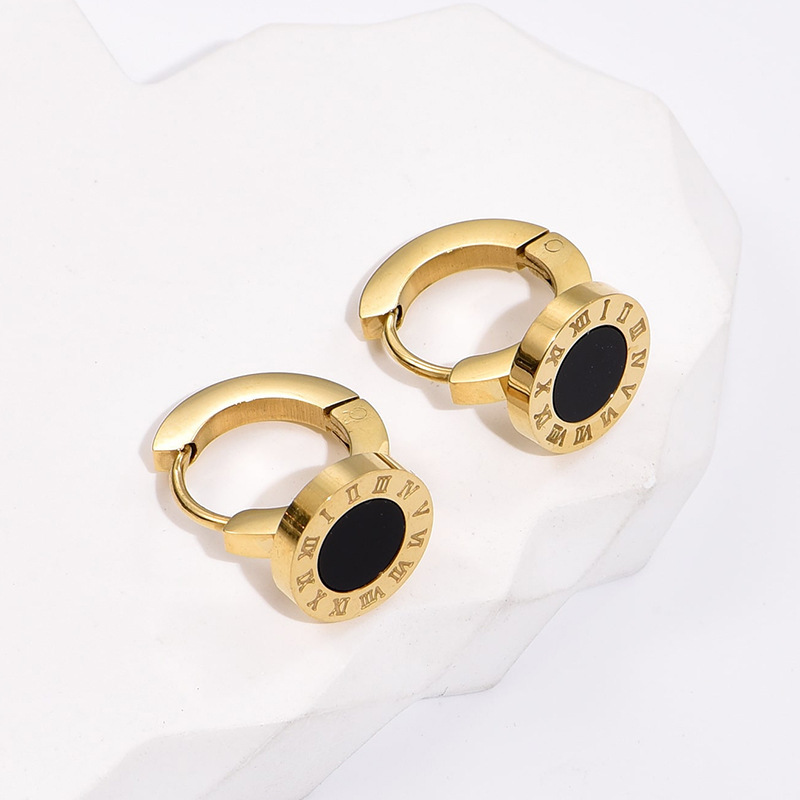 Pendientes de moda con números romanos y pendientes de acero inoxidable con hebilla  ACRSS/14-58