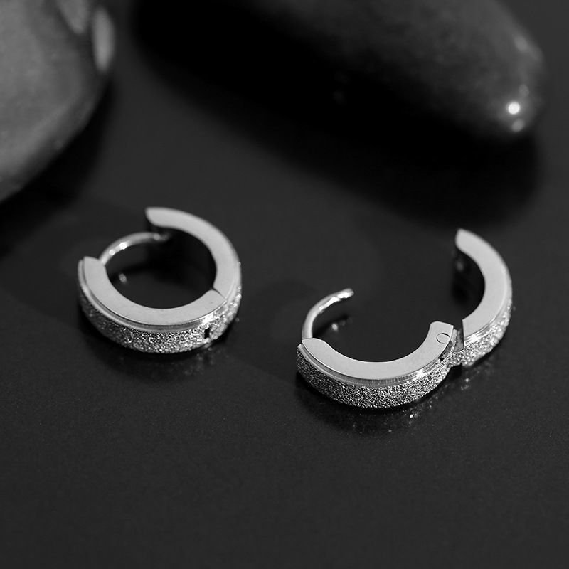 Pendientes de arena prensados ​​esmerilados de moda pendientes de doble paso pendientes esmerilados de acero inoxidable al por mayor  ACRSS/11-49
