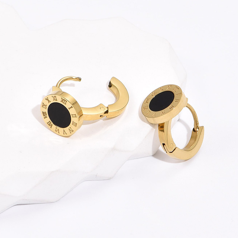 Pendientes de moda con números romanos y pendientes de acero inoxidable con hebilla  ACRSS/14-58