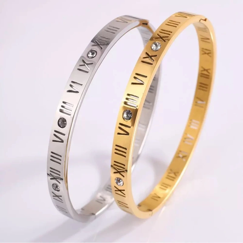 Joyería personalizada de la pulsera de la pulsera del acero inoxidable de los números romanos del circón del diamante de moda  ACRSS/16-61