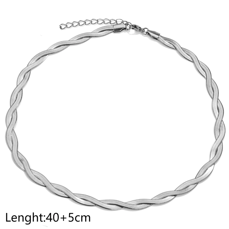 Trenzado personalizado, versátil juego de pulsera y collar de acero inoxidable de doble y triple capa, cadena lisa, cadena de hueso de serpiente y cadena de cuchillas  ACRSS/25-72
