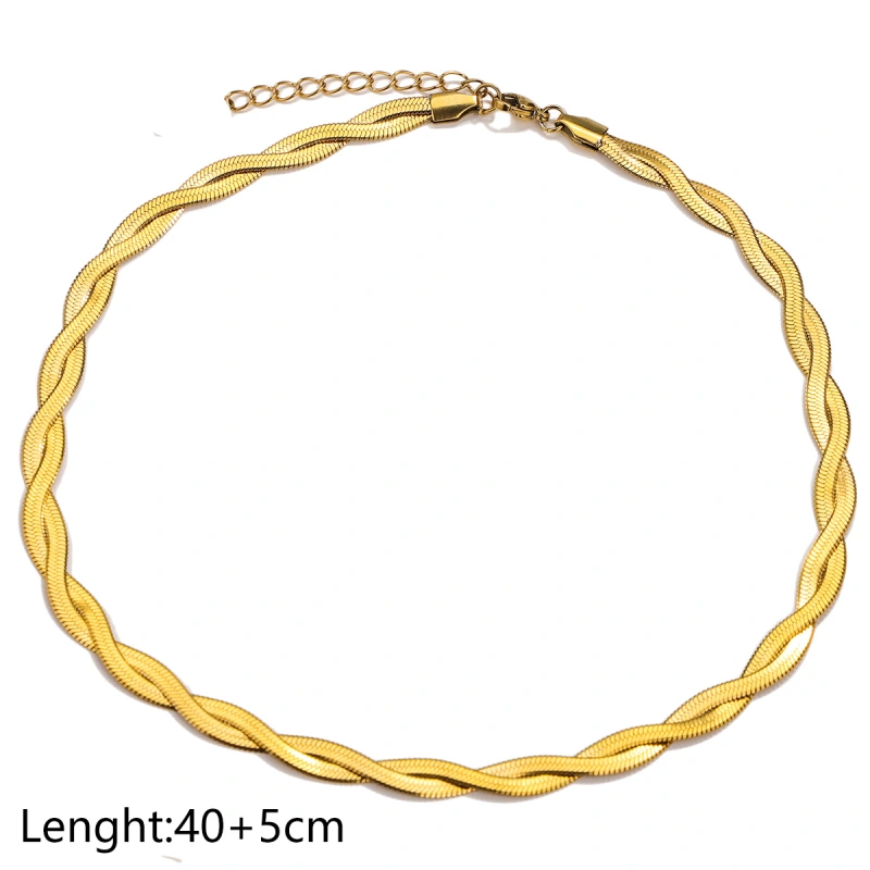 Trenzado personalizado, versátil juego de pulsera y collar de acero inoxidable de doble y triple capa, cadena lisa, cadena de hueso de serpiente y cadena de cuchillas  ACRSS/25-72
