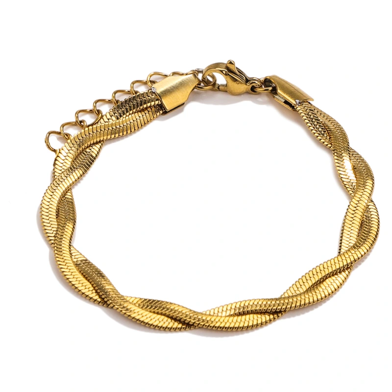Trenzado personalizado, versátil juego de pulsera y collar de acero inoxidable de doble y triple capa, cadena lisa, cadena de hueso de serpiente y cadena de cuchillas  ACRSS/25-72