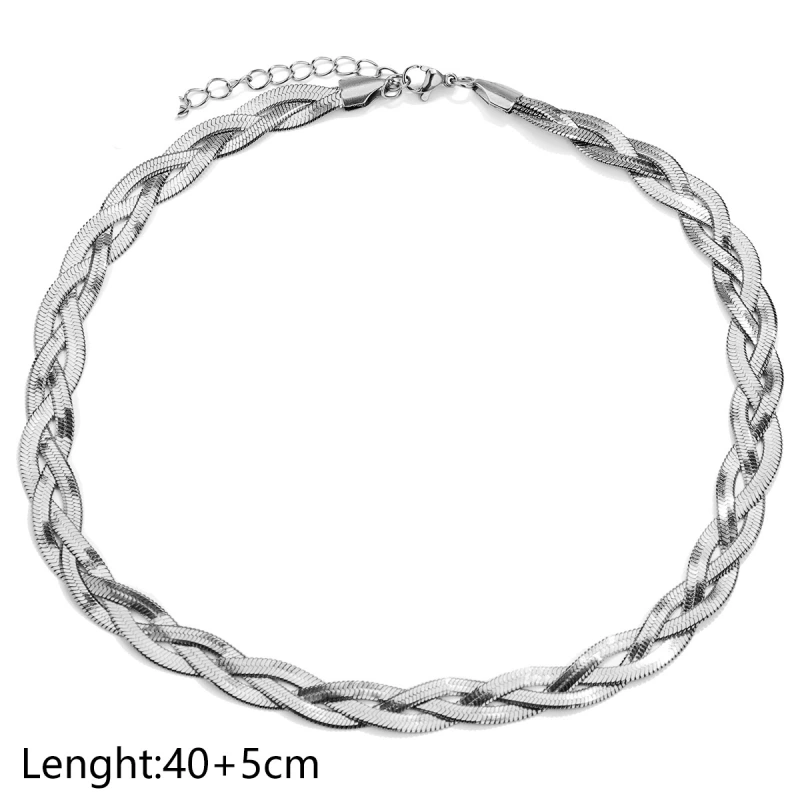 Trenzado personalizado, versátil juego de pulsera y collar de acero inoxidable de doble y triple capa, cadena lisa, cadena de hueso de serpiente y cadena de cuchillas  ACRSS/25-72