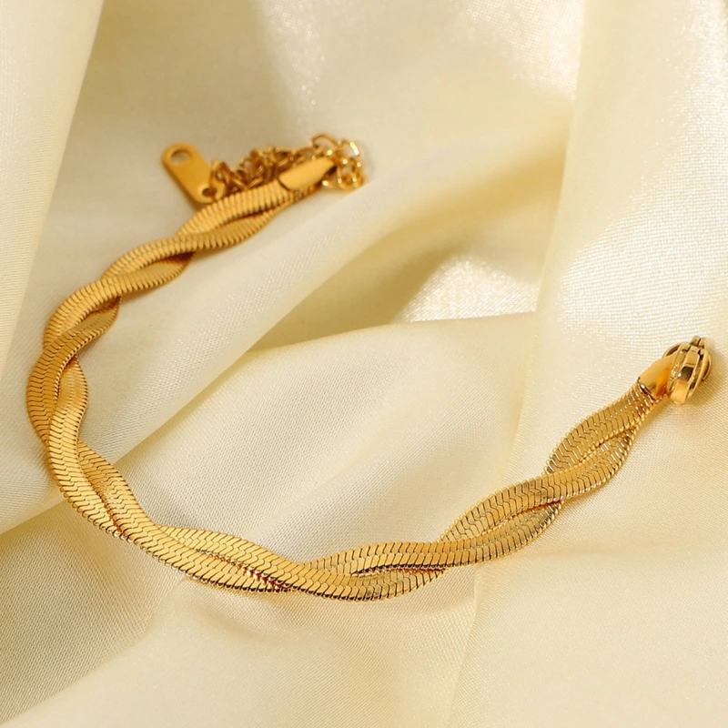 Trenzado personalizado, versátil juego de pulsera y collar de acero inoxidable de doble y triple capa, cadena lisa, cadena de hueso de serpiente y cadena de cuchillas  ACRSS/25-72