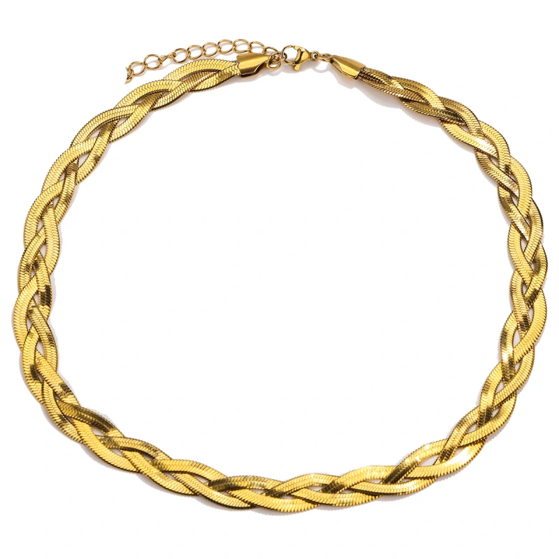 Trenzado personalizado, versátil juego de pulsera y collar de acero inoxidable de doble y triple capa, cadena lisa, cadena de hueso de serpiente y cadena de cuchillas  ACRSS/25-72