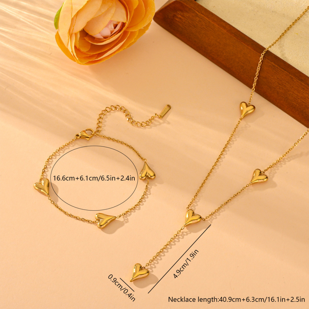 Conjunto de joyería de pulsera y collar de amor, conjunto de corazón de acero inoxidable de gama alta  ACRSS/06-76