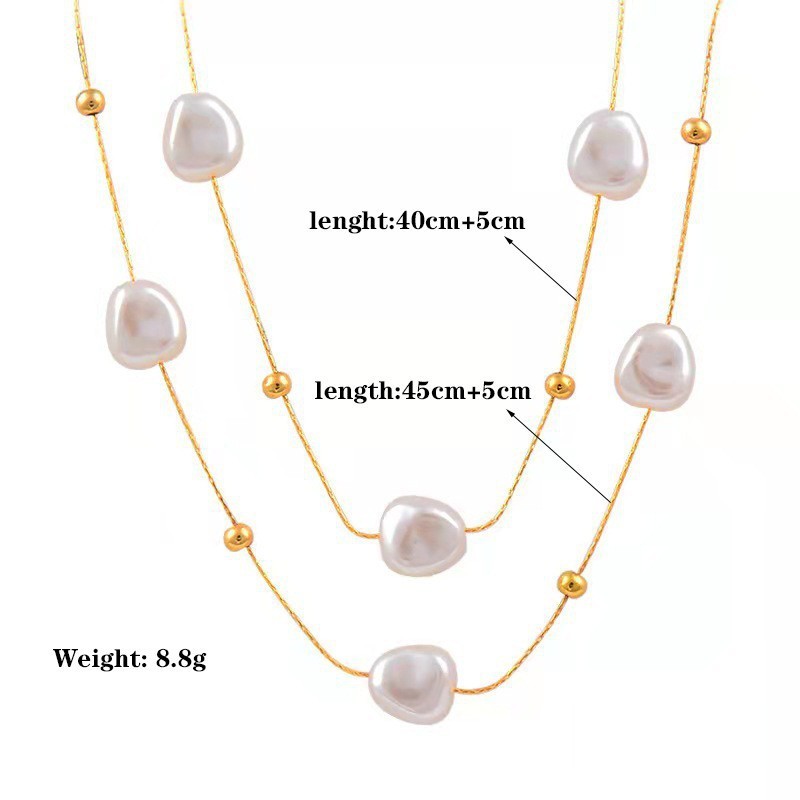 Collar de perlas con borlas geométricas, diseño de nicho, accesorios de collar de acero inoxidable, accesorios de alta gama  ACRN/03-88