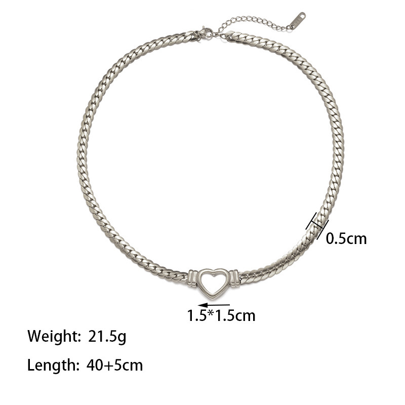 Collar de pulsera en forma de corazón, cadena de hueso de serpiente personalizada, conjunto de joyas de acero inoxidable al por mayor  ACRSS/03-91
