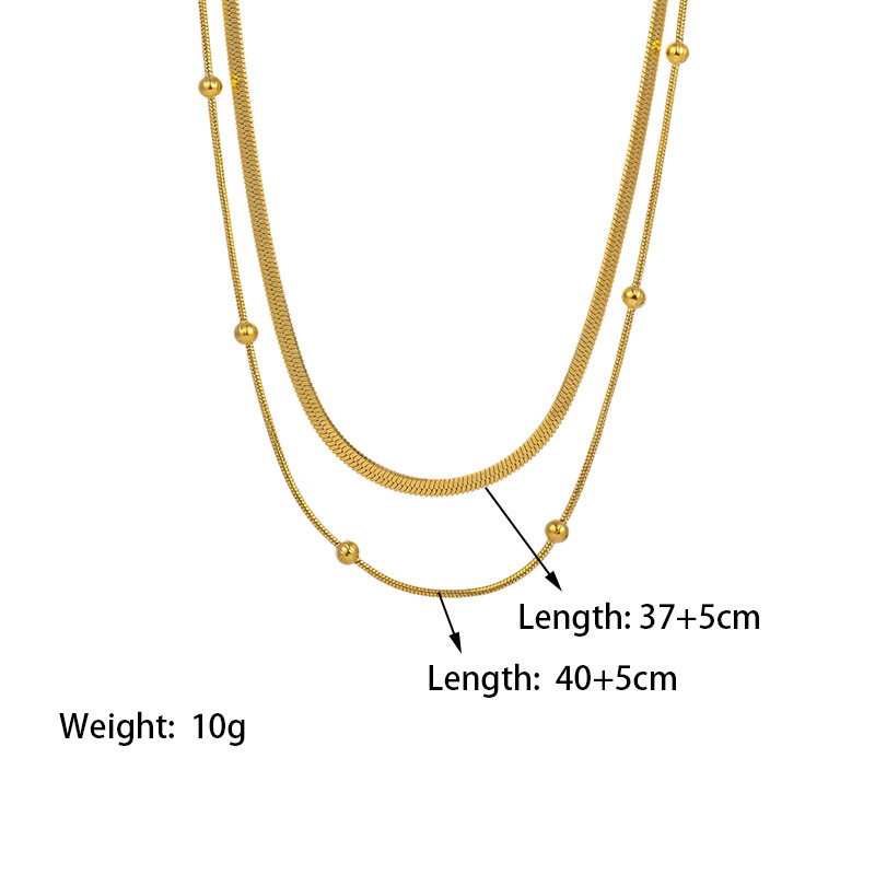 Venta al por mayor, conjunto de joyería, collar plano de pulsera de acero inoxidable con bola de cadena de hoja de hueso de serpiente  ACRSS/03-105