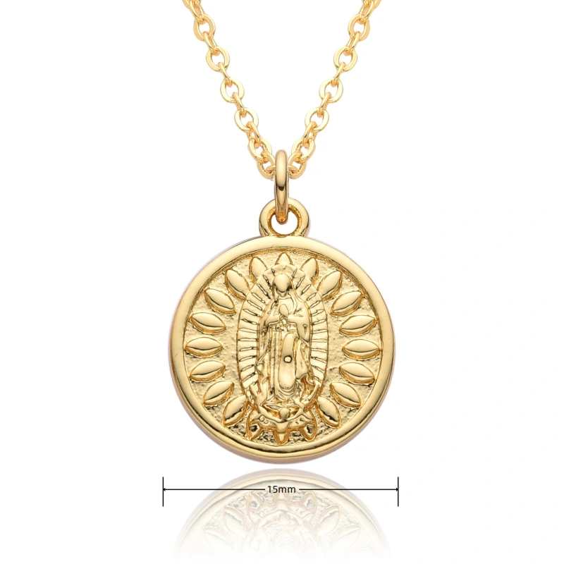 Joyería colgante de cobre religioso, collar de medalla, Dios Jesús, collar de santa Virgen María  COPN/32-133