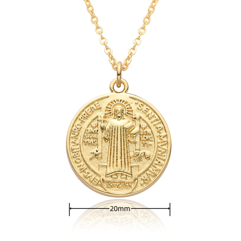 Joyería colgante de cobre religioso, collar de medalla, Dios Jesús, collar de santa Virgen María  COPN/32-133