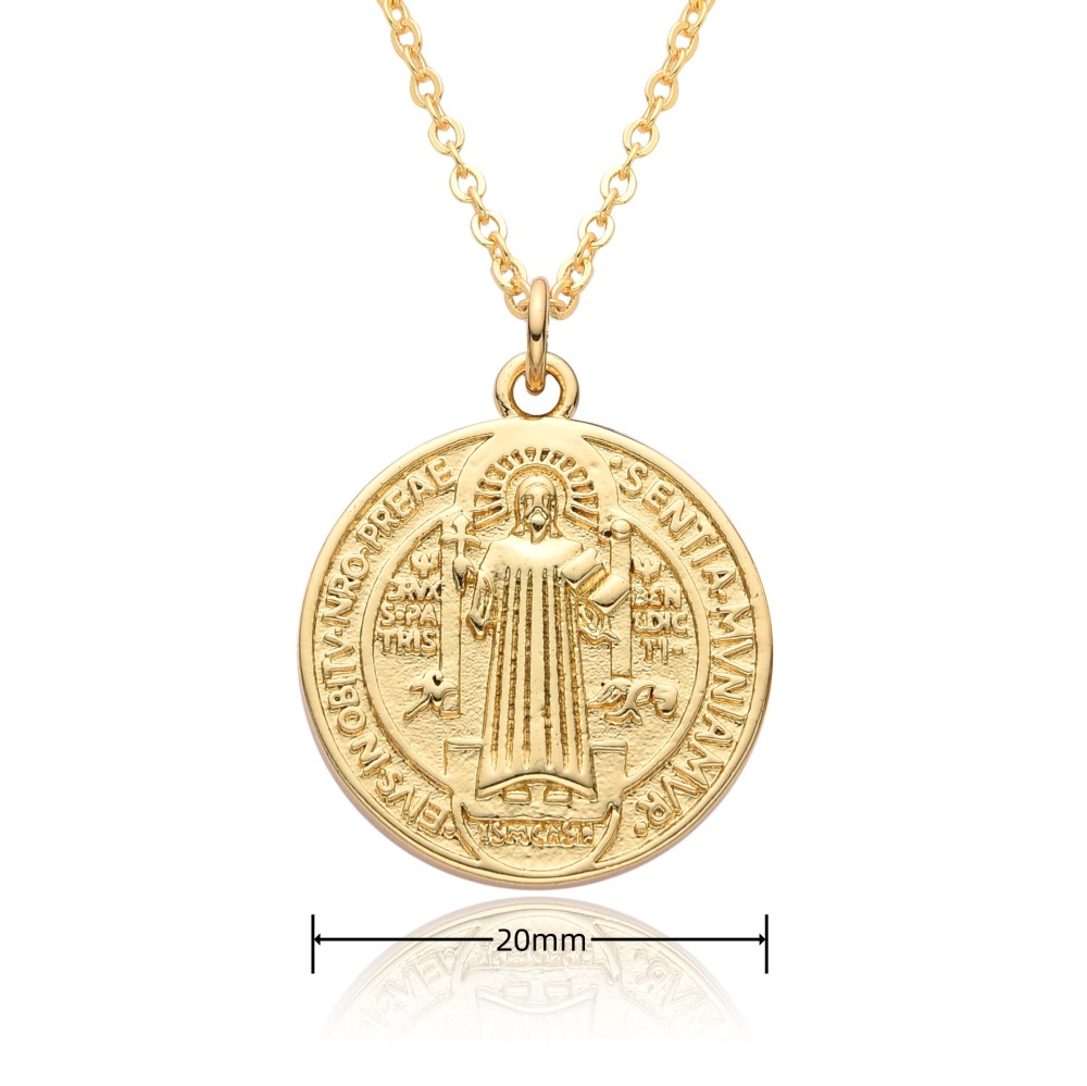 Joyería colgante de cobre religioso, collar de medalla, Dios Jesús, collar de santa Virgen María  COPN/32-133