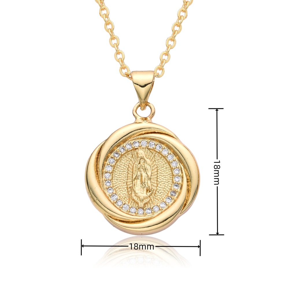 Joyería religiosa de cobre, colgante de circonita micropavé, joyería para mujer, collar de la Virgen María  COPN-129