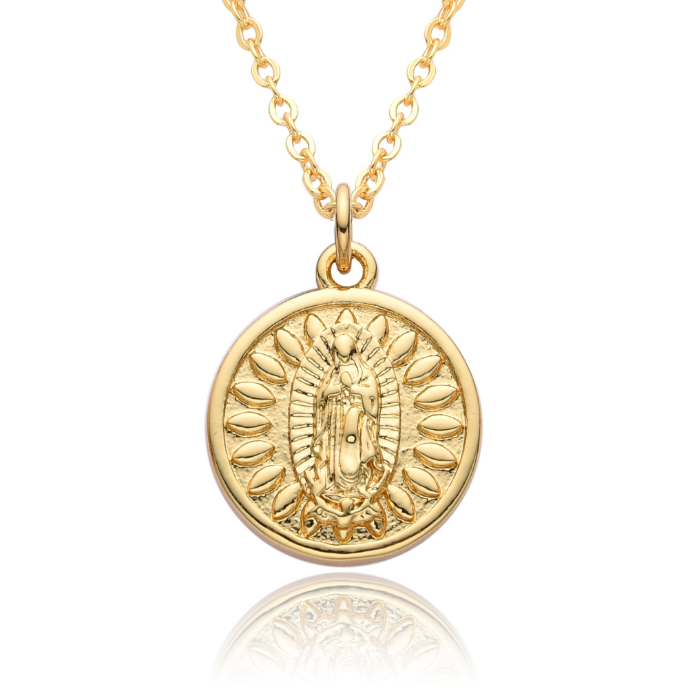 Joyería colgante de cobre religioso, collar de medalla, Dios Jesús, collar de santa Virgen María  COPN/32-133