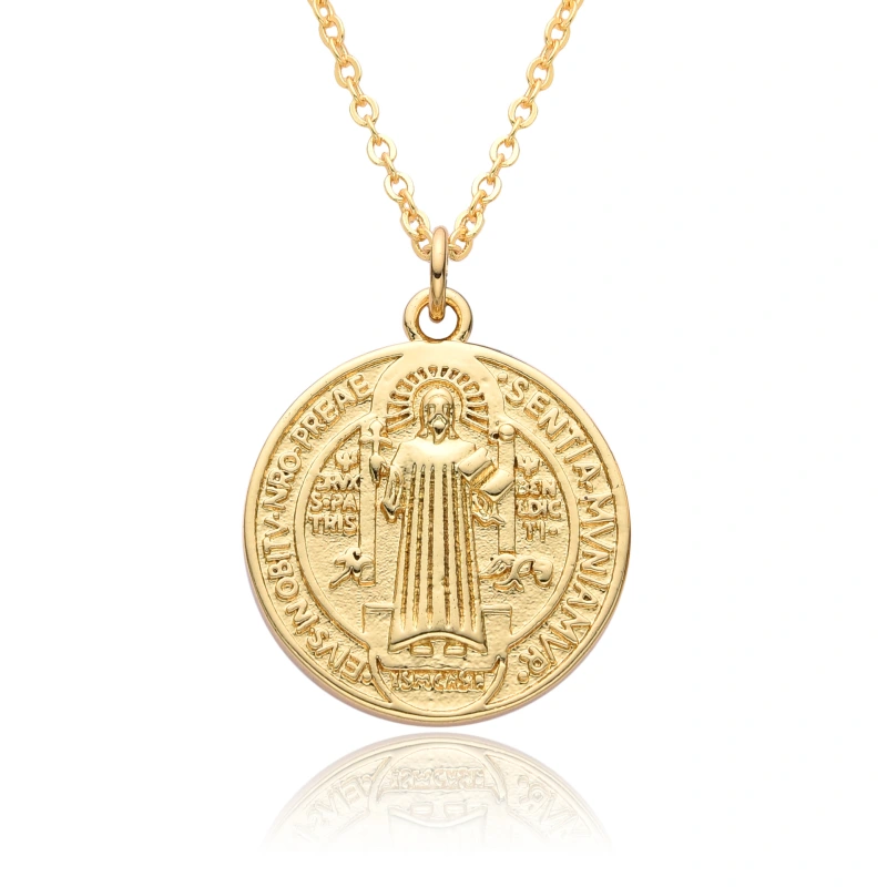 Joyería colgante de cobre religioso, collar de medalla, Dios Jesús, collar de santa Virgen María  COPN/32-133