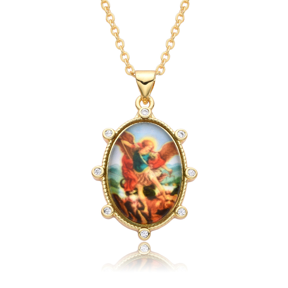 Colgante de retrato retro, joyería para mujer, collar con colgante, joyería de cobre, collar de la Virgen María  COPN/32-126