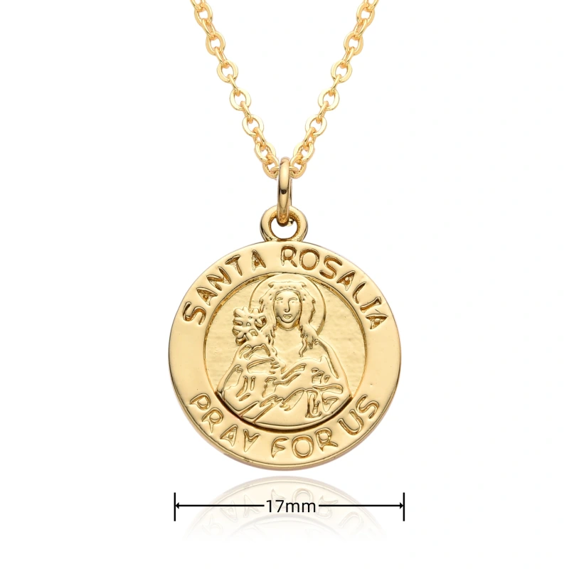 Joyería colgante de cobre religioso, collar de medalla, Dios Jesús, collar de santa Virgen María  COPN/32-133