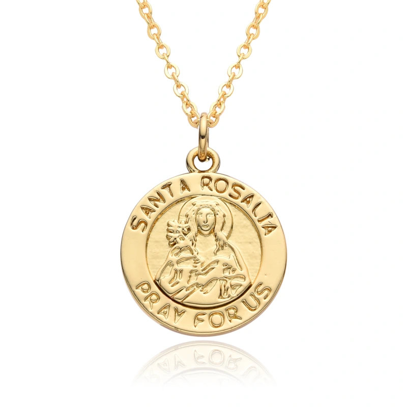 Joyería colgante de cobre religioso, collar de medalla, Dios Jesús, collar de santa Virgen María  COPN/32-133