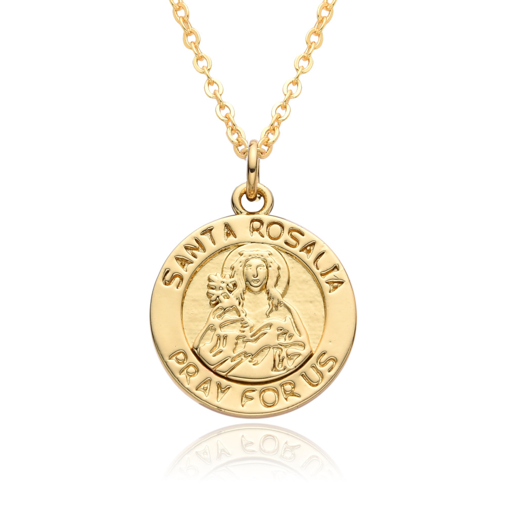 Joyería colgante de cobre religioso, collar de medalla, Dios Jesús, collar de santa Virgen María  COPN/32-133