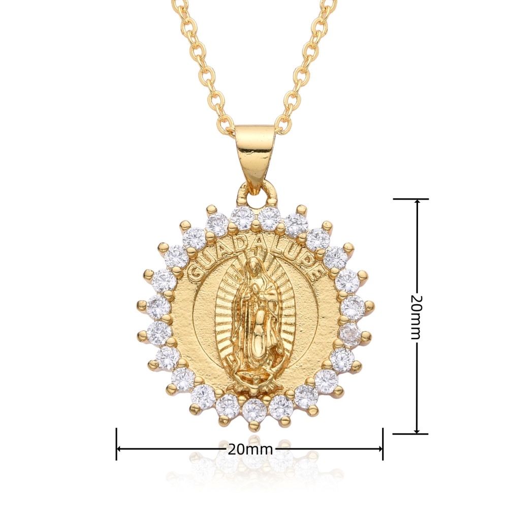 Joyería religiosa de cobre, colgante de circonita micropavé, joyería para mujer, collar de la Virgen María  COPN/32-129