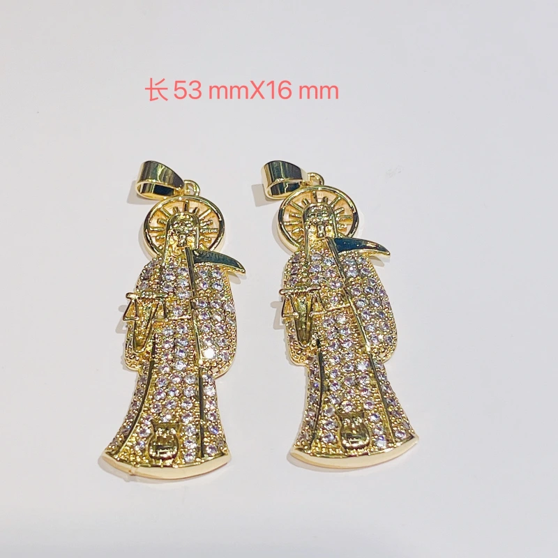 Joyas de cobre, popular colgante de la Muerte, modelo personalizado, cobre bañado en oro real, circonitas de colores micropavimentadas, accesorios para collares  COPP/37-139