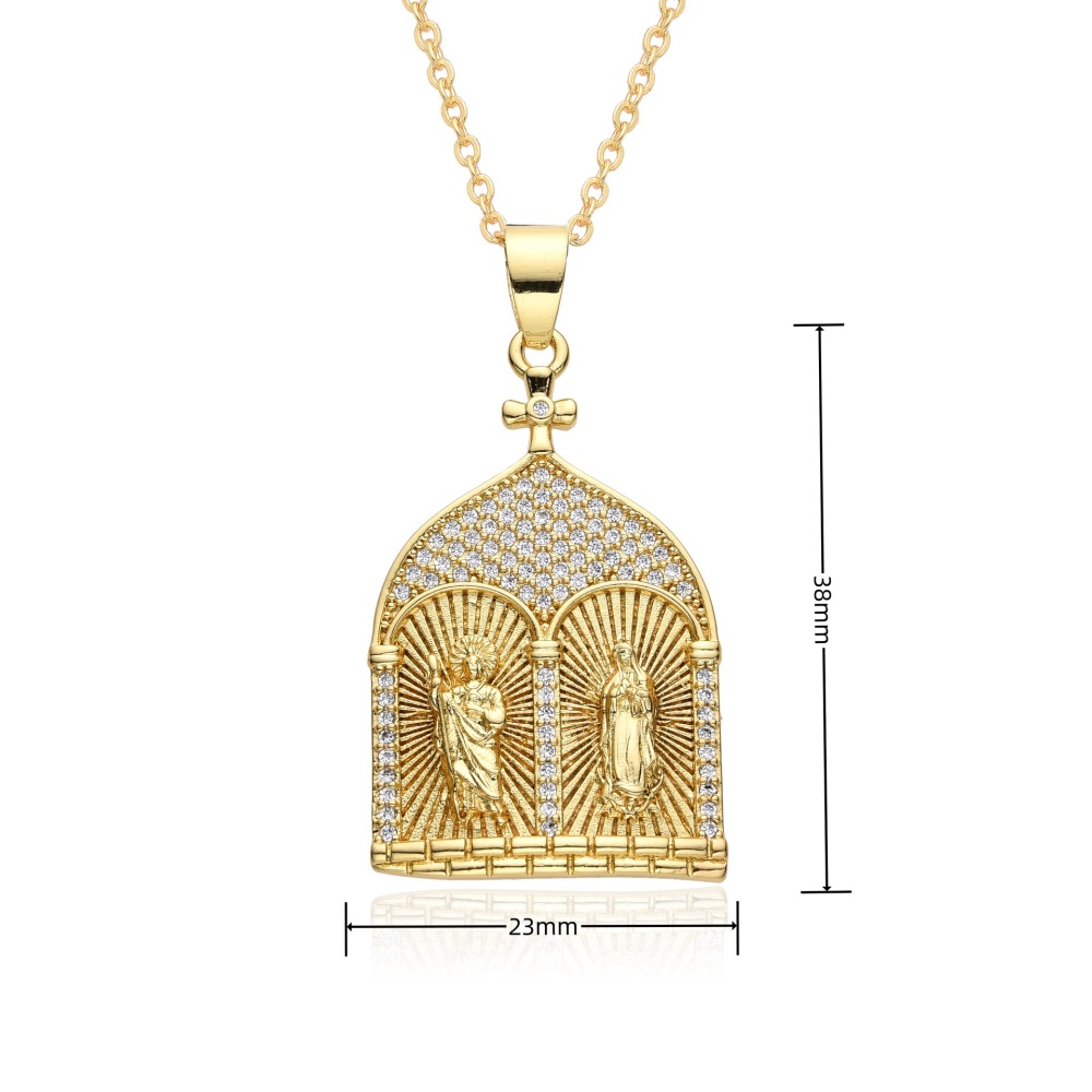 Joyería religiosa de cobre, colgante de diamantes y circonitas, Jesús Muerte, collar Virgen María  COPN/32-168