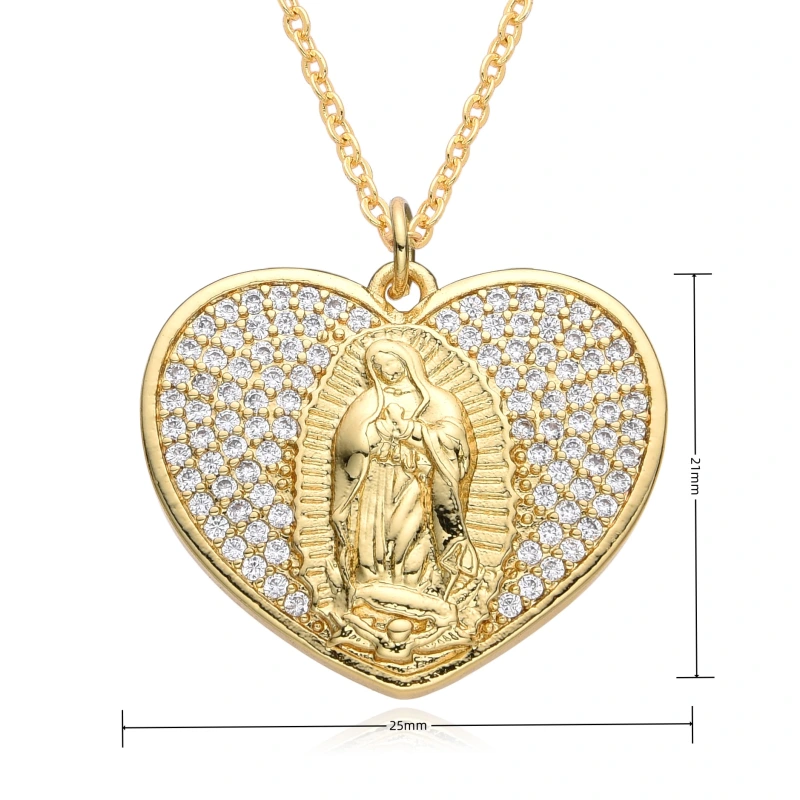 Joyas de cobre, accesorios colgantes religiosos, Virgen María microincrustada, colgante, collar retro versátil COPN/32-169