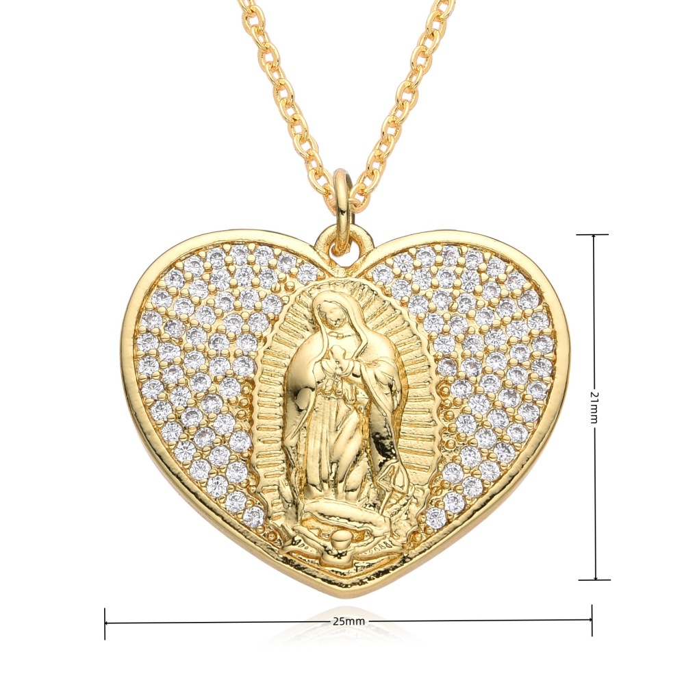 Joyas de cobre, accesorios colgantes religiosos, Virgen María microincrustada, colgante, collar retro versátil COPN/32-169