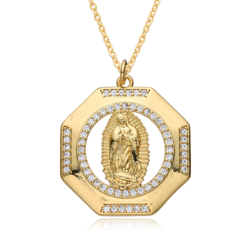 Joyas de cobre, accesorios colgantes religiosos, Virgen María microincrustada, colgante, collar retro versátil COPN/32-169