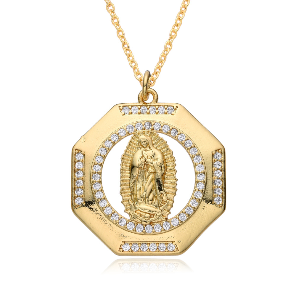 Joyas de cobre, accesorios colgantes religiosos, Virgen María microincrustada, colgante, collar retro versátil COPN/32-169