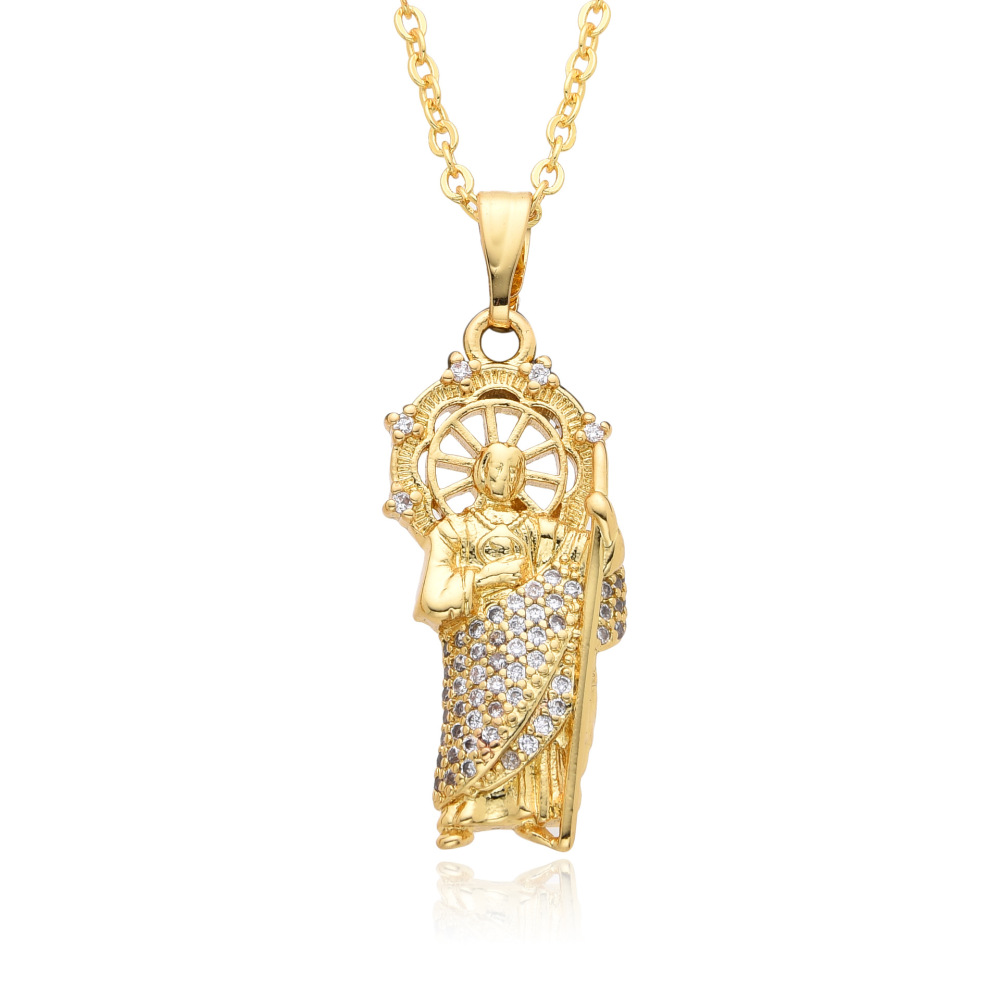 Joyas religiosas de cobre, colgante de diamantes y circonitas, joyería para mujer, collar Virgen María  COPN/32-167