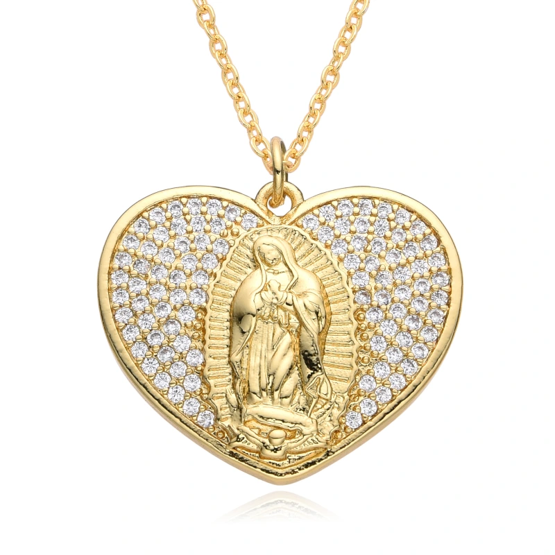 Joyas de cobre, accesorios colgantes religiosos, Virgen María microincrustada, colgante, collar retro versátil COPN/32-169