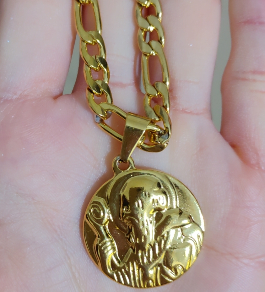 Colgante religioso de acero inoxidable, collar clásico de San Benito, accesorios colgantes, cadena de perlas redondas, cadena torcida, cadena ovalada 3: cadena 1NK  ACRN/34-172