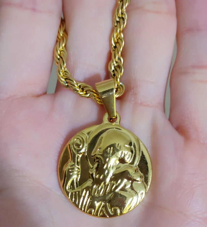 Colgante religioso de acero inoxidable, collar clásico de San Benito, accesorios colgantes, cadena de perlas redondas, cadena torcida, cadena ovalada 3: cadena 1NK  ACRN/34-172