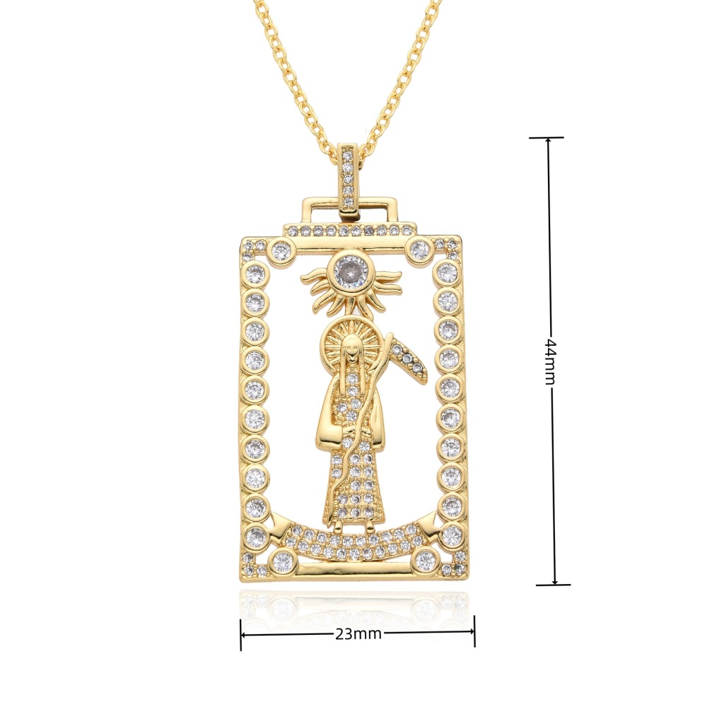 Joyería religiosa de cobre, colgante de diamantes y circonitas, Jesús Muerte, collar Virgen María  COPN/32-168