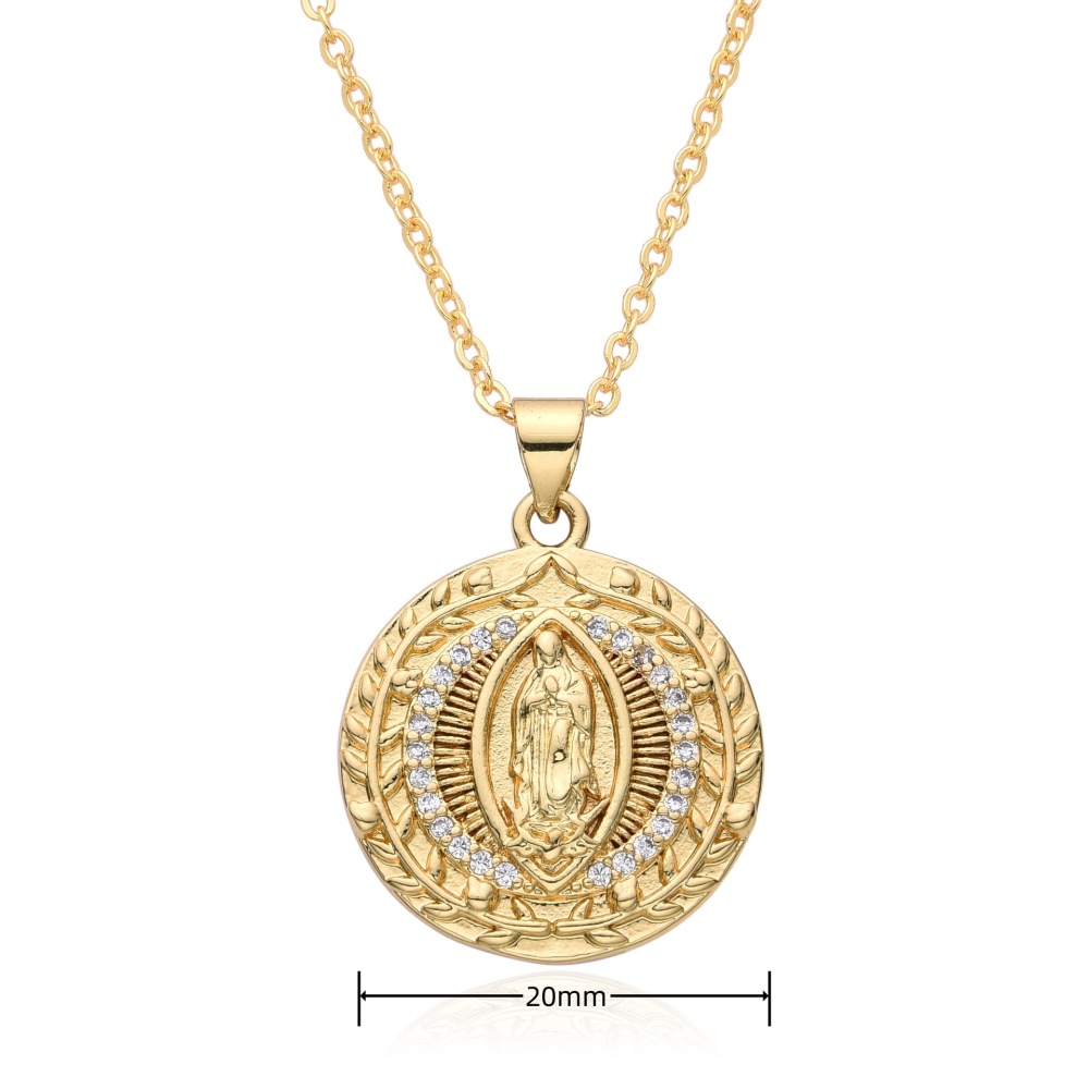 Colgante de joyería religiosa, collar de circón de diamante de la Virgen María, San Benito, joyería de tarjeta cuadrada redonda de moda retro  COPN/32-179