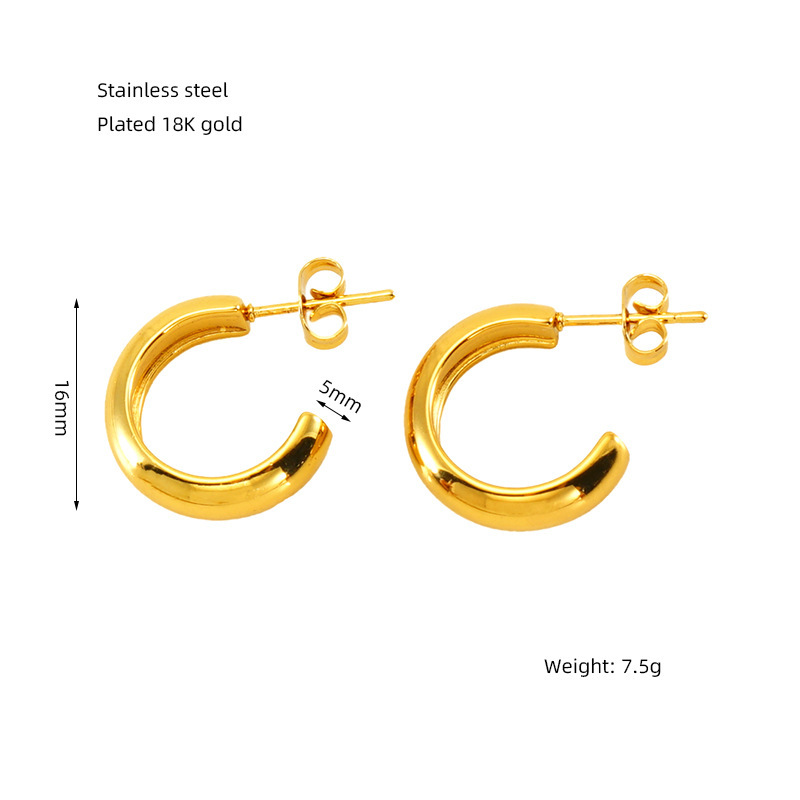 Pendientes trenzados en forma de C con hebilla de herradura de fundición de acero inoxidable estilo INS pendientes irregulares  ACRE/38-184