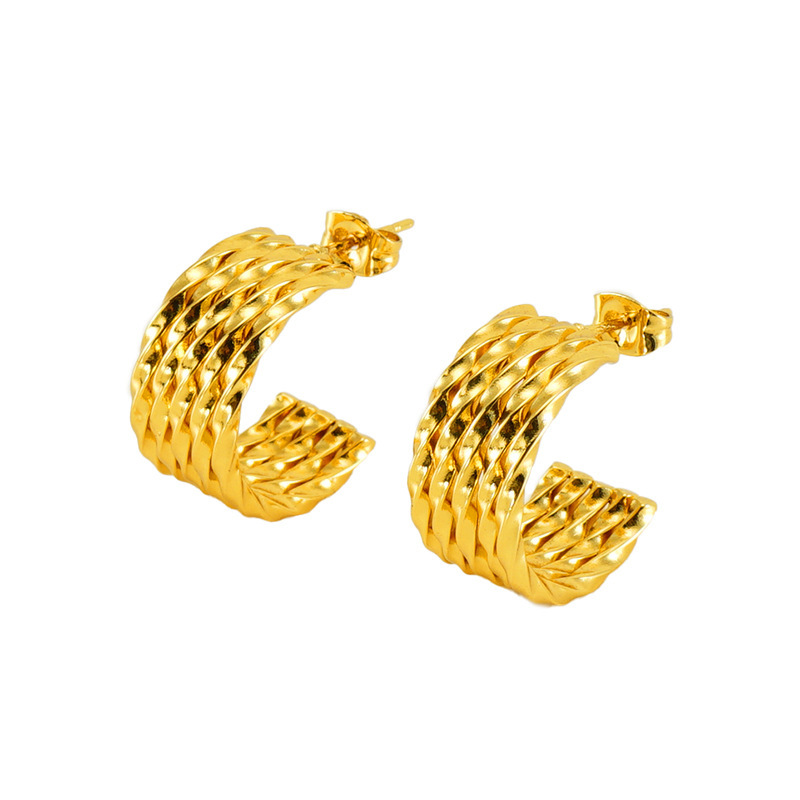 Pendientes trenzados en forma de C con hebilla de herradura de fundición de acero inoxidable estilo INS pendientes irregulares  ACRE/38-184
