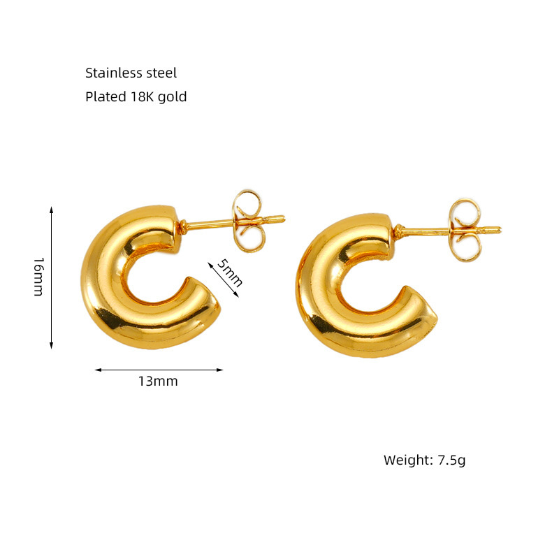 Pendientes trenzados en forma de C con hebilla de herradura de fundición de acero inoxidable estilo INS pendientes irregulares  ACRE/38-184