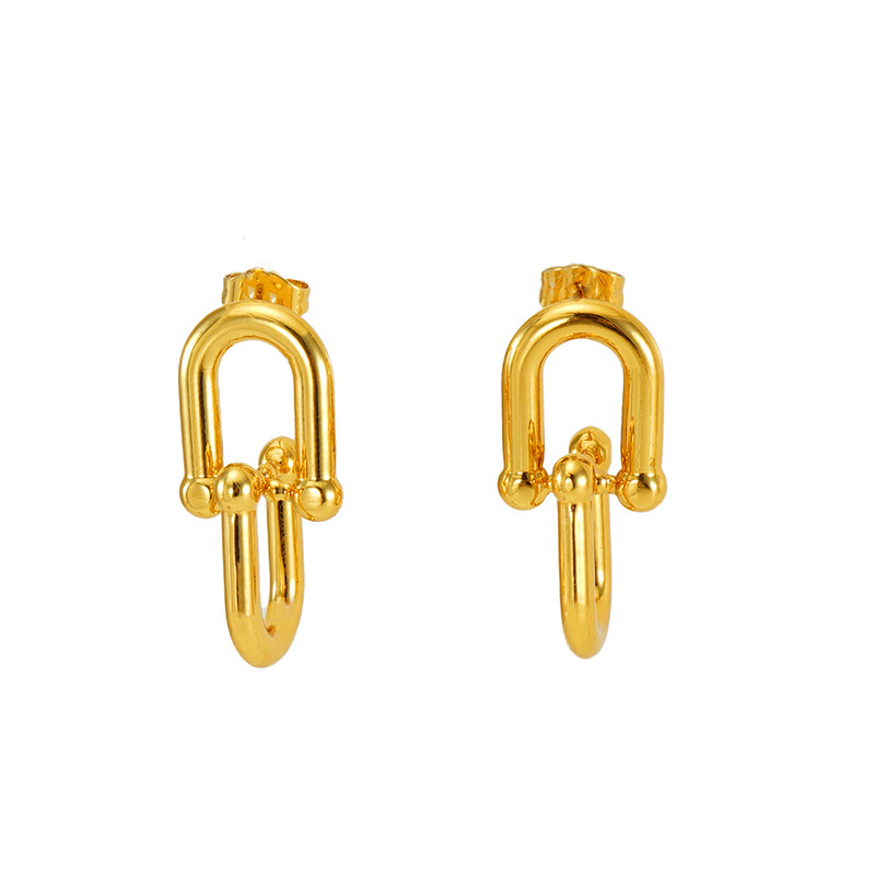 Pendientes trenzados en forma de C con hebilla de herradura de fundición de acero inoxidable estilo INS pendientes irregulares  ACRE/38-184
