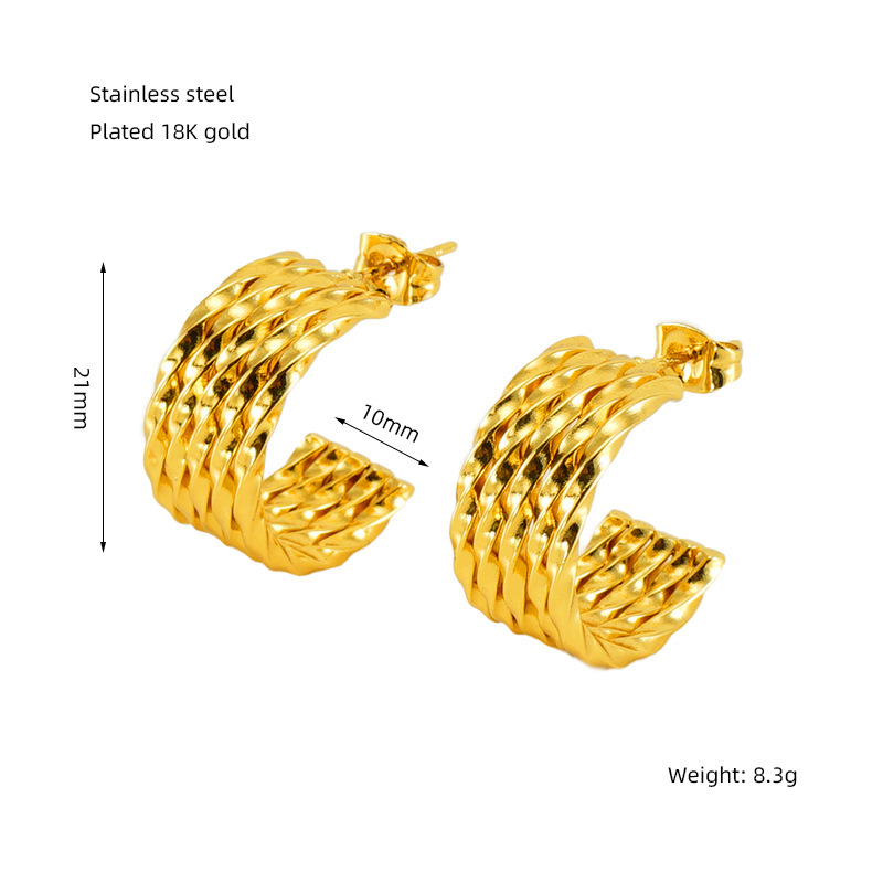 Pendientes trenzados en forma de C con hebilla de herradura de fundición de acero inoxidable estilo INS pendientes irregulares  ACRE/38-184