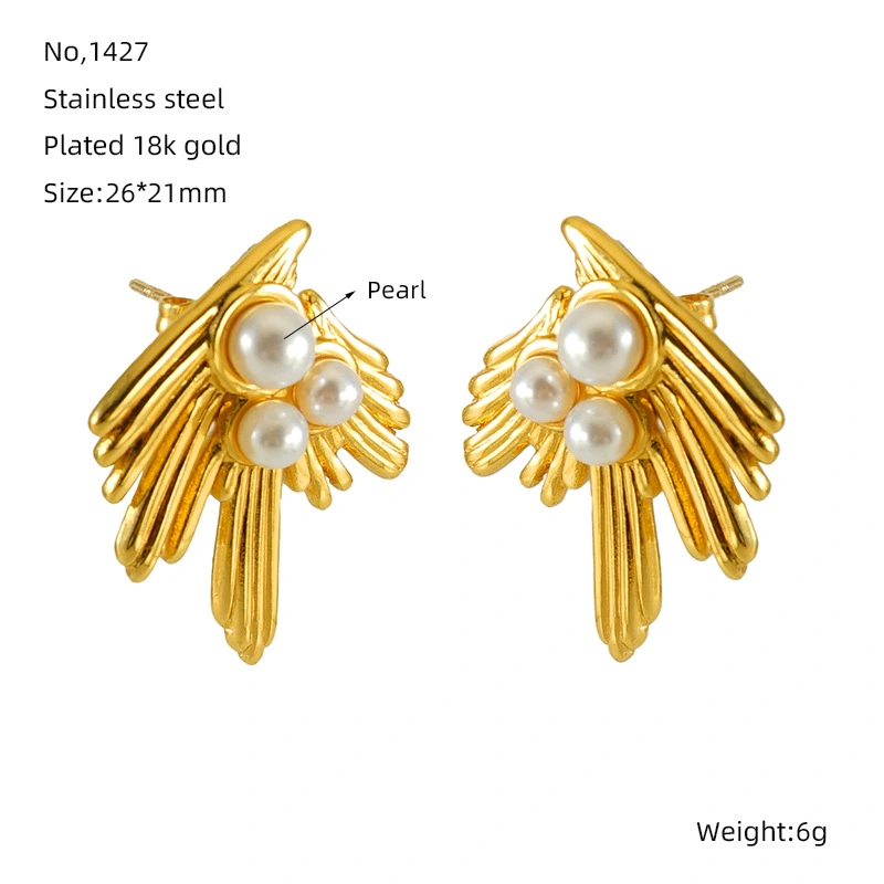 Perlas de alta gama, aretes de acero inoxidable, aretes versátiles de fundición de acero inoxidable  ACRE/38-187