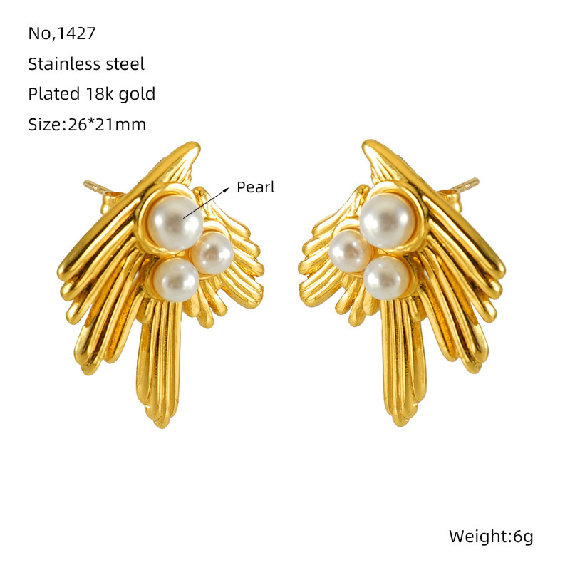 Perlas de alta gama, aretes de acero inoxidable, aretes versátiles de fundición de acero inoxidable  ACRE/38-187